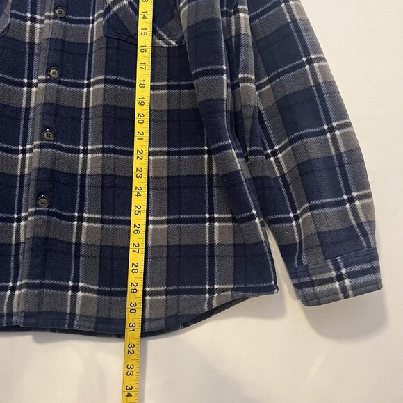 Freedom Foundry Men’s Shacket XL Blue/Gray Plaid Sherpa Lined Fleece Jacket - Picture 6 of 12